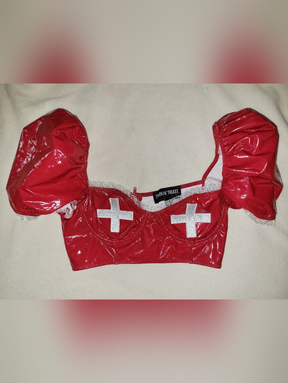 Trickz N' Treatz Naugty Nurse Bustier By Dolls Kill XXS Cotton Lined Rib Support